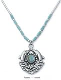 Sterling Silver 16 Inch LS Necklace With Turquoise Dolphins