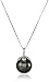 Sterling Silver Black Simulated Shell Pearl Pendant Necklace (13mm)