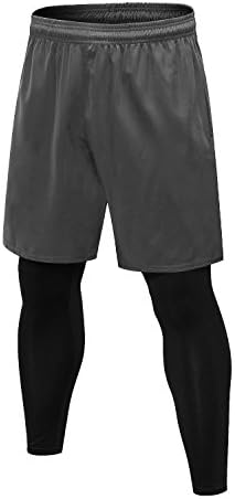 RoxZoom Men's Sports Shorts, 2 in 1 Training Running Basketball Tights Pants for Workout Gym Fitness Riding