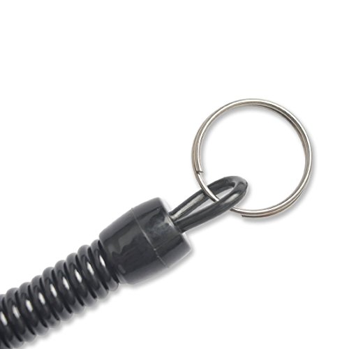 Lix&Rix Coiled Lanyard Safety Rope Retractable Tether with Carabiner 43.3 Inches Max Stretch for Outdoors Pack of 6