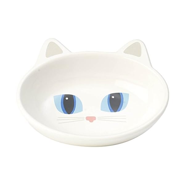PetRageous Oval Frisky Kitty Stoneware Cat Bowl 5.5-Inch Wide and 1.5-Inch Tall Saucer with 5.3-Ounce Capacity and…