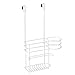 mDesign Metal Bathroom 2 Section Storage Tool Organizer Basket Tray - Hang Over Cabinet Door - Storage for Hair Dryer, Straightener, Curling Iron, Styling Products - Concerto Collection - White