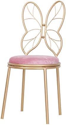 Family History Butterfly Tie Change the shoe bench, Nordic style Gold Princess Dressing table Makeup chair Individual Backrest Dining chair Household Decoration Furniture 90CM,Pink