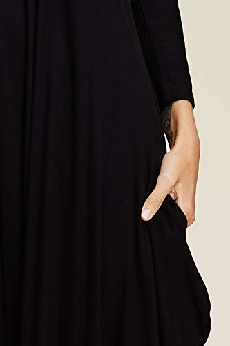 Annabelle Women's Long Sleeve Comfy Harem Jumpsuit Romper with Pockets Black Small J8002