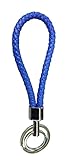 Braided Leather Strap Keychain (Blue)