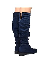 Premier Standard -Women's Lace Thigh High Over The Knee Riding Boots - Side Zipper Comfy Vegan Suede