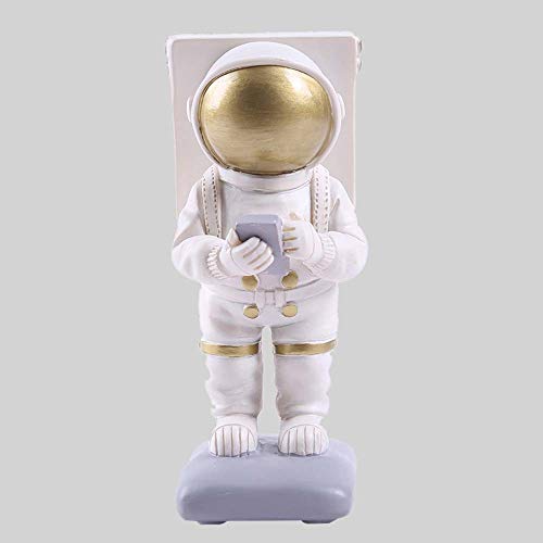 MQW 5.5913cm Creative Spaceman Astronaut Mobile Phone Bracket Home Resin Crafts Study Decoration Resin Decoration Delicate and Beautiful (Color : Silver)