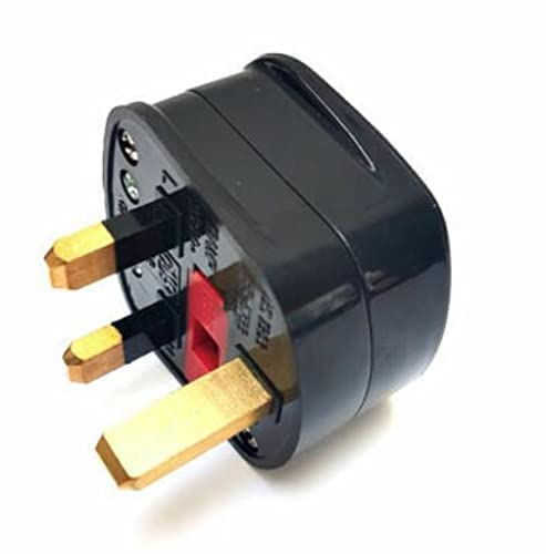 Mr. Gadget's Solutions Black Mains Plug Top with On/Off 13A Amp Fused Switched with Neon Light - Single