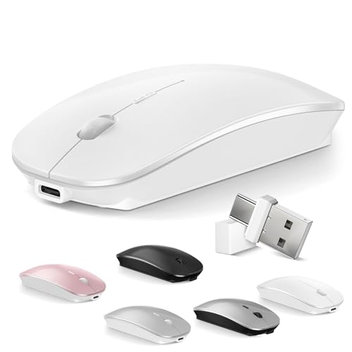 Kabellose Bluetooth-Maus für MacBook Air, Mac Pro, Laptop, Computer, iPad, PC, Optische wiederaufladbare leise Maus mit Dual-Modus-Schalter, Maus Blue