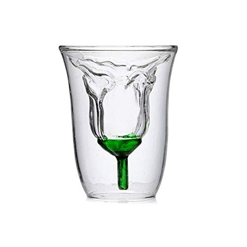 Home+ Whisky gläser, 180ml Blume geformt Double Wall Rose Doppelschalig Hitzebeständige Kaffee Bier Tee Milch Cup Whisky… – Bild 6