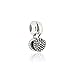 Pandora Sterling Silver Piece Of My Heart Two-Part Dangle Charm 791152EN08