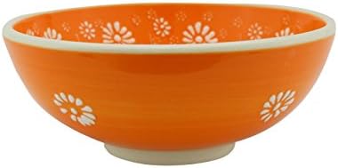 Handmade Ceramic Decorative Soup and Cereal Bowls - Set of 2 - different colors and patterns - 6 inch - 16 oz great serving Bowls (Greek yellow)