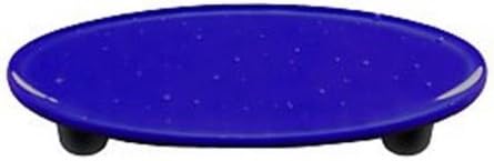 Hot Knobs HK1030-POB Deep Cobalt Blue Oval Glass Cabinet Pull - Black Post