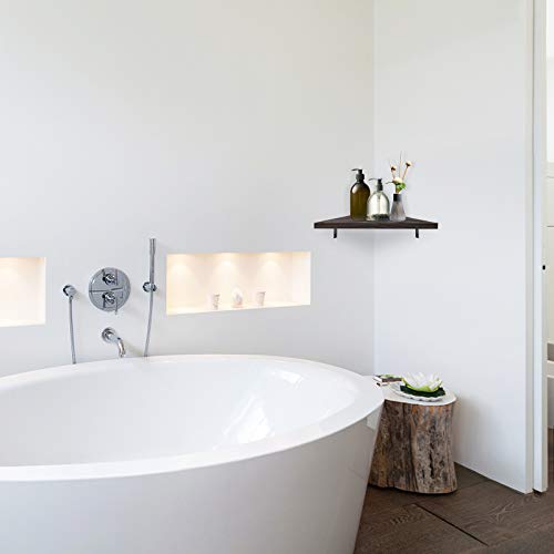 Befayoo Solid Pine Floating Corner Shelves Wall Mounted, Rustic Storage Decorative Shelf for Bathroom, Bedroom, Living Room, Kitchen, Office