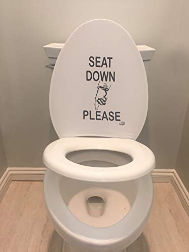 DISH NANNY White Toilet Seat Sign Put me Down - Toilet Sign Cover - Potty Training Adults | Bathroom Reminder to Put The Toilet seat Down