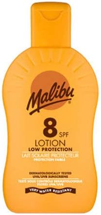 Malibu Low Protection Water Resistant Vitamin Enriched SPF 8 Sun-Screen Lotion Spray with Shea Butter Extract, 200ml