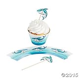 Fun Express Shark Cupcake Wrappers with Picks - 50 Pieces