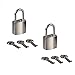Mini Metal Lock - Zinc Replacement Pad-Lock with 3 Keys, Squere, Mirror Glossy, Sliver (2 Sets)