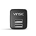 Vinsic 2.4A USB Charger 12W Dual USB Wall Charger for iPhone 5 5s 5c, iPad, samsung galaxy, and Android or USB Devices (Black)