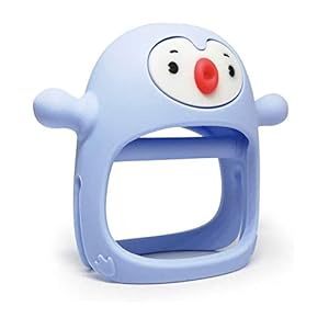 Smily Mia Penguin Buddy Never Drop Silicone Teething Toys for Babies 0-6month,Infant Hand Teether Pacifiers for 0…