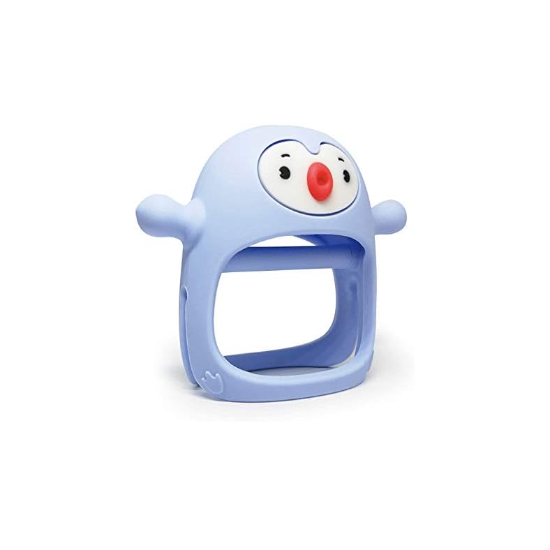 Smily Mia Penguin Buddy Never Drop Silicone Teething Toys for Babies 0-6month,Infant Hand Teether Pacifiers for 0…