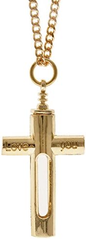 Memorial Ashes Gold Plated Cross Pendant Necklace "Love You" by Sterling Gifts