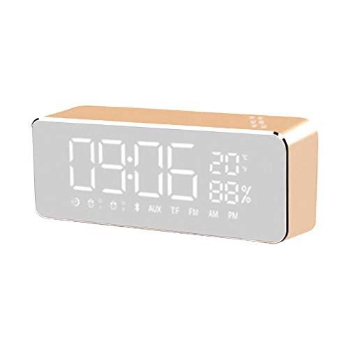 grenstory Bluetooth Speaker Portable Wireless Bluetooth Speakers, USB Charging Port FM Radio Function and 4 Main Modes Wireless Speaker with Time,Date,Temperature,Double Alarm Clock