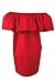 Simplee Apparel Women Loose Off Shoulder Ruffle Cotton Tunic Mini Dress, US 0-12, Red
