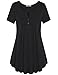 Bebonnie Womens Blouses, Womans Henley Tunic Lightweight Ladies Shirt Short Sleeve Tee Black XXXL