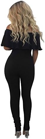 Womens Solid Color Sexy Strapless Falbala Flounced Tight Jumpsuit Rompers