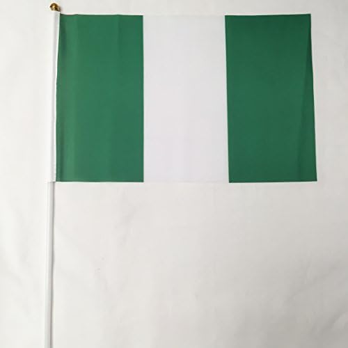 Nigeria 12-Pack 4 x 6 Inch Polyester Country Hand Flags Desk Waving Parade