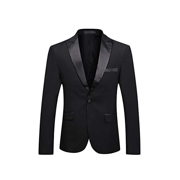 Mens Black Tux Suit Jacket One Button Satin Peaked Lapel Dress Blazer Sport Coat