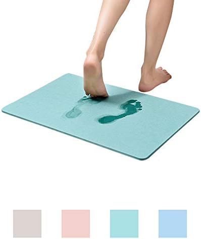 MicBridal Diatomite Absorbing Mat Non-Slip Pad Antibacterial Bathroom Floor Mat Shower Mat (17.7" x 13.8", Green)