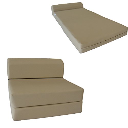 Sleeper Chair Folding Foam Bed - Studio Foam Mattress, Folded Sofa. (6Tx32Wx70L, Tan (Khaki))