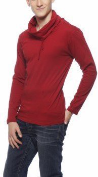 gritstones mahroon cowl neck full sleeve mens t-shirt gsfscwl60210mrn