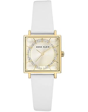 Women's White Leather Strap Watch 26x26mm AK/3032CHWT