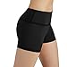ODODOS Power Flex Yoga Short Tummy Control Workout Running Athletic Non See-Through Yoga Shorts with Hidden Pocket,Black,Medium