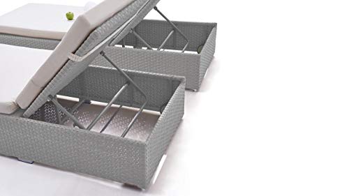 talfa Polyrattan Sonnenliegen Set in Grau satiniert Culie, 2 Stück – Bild 6