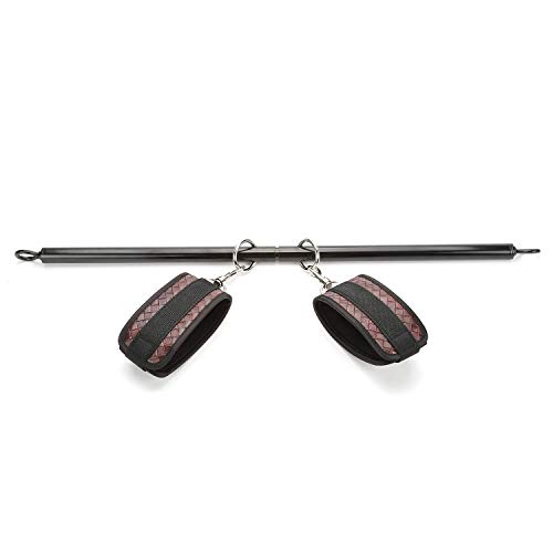 Expandable Black Spreader Bar with 4 Leather Adjustable Straps Set for Home Yoga Exercise - Thumbnail 3