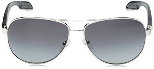 Prada Linea Rossa Lifestyle PS 53PS 1BC5W1 Steel Metal Aviator Sunglasses Grey Gradient Polarized Lens - Image 3