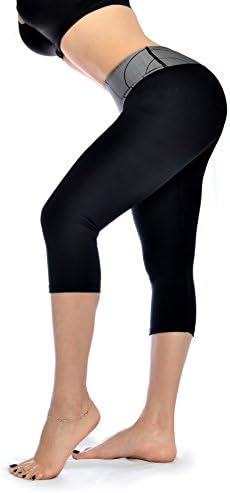 ZIKZAK Sportswear Women's Capri Leggings Tricot Gray Abdomen Control Medium Black Deal!