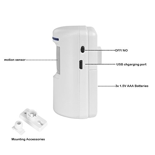 Wireless Home Security Driveway Alarm System with 2 Infrared Motion Sensor Detector and 1 Plug-in Receiver
