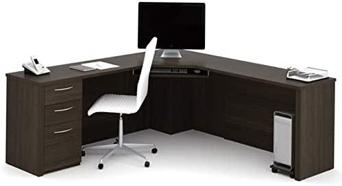 pemberly fila esquina escritorio para ordenador en color marrón: Amazon
