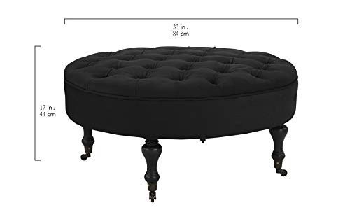 image for Divano Roma Furniture - Round Tufted Microfiber Coffee Table with Cast