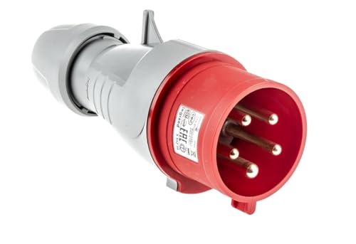 LEGRAND, CEE 32A Stecker, rot 5-polig (3P+N+PE), 6h (400V/32A), Schutzart IP44, IK09, 090132