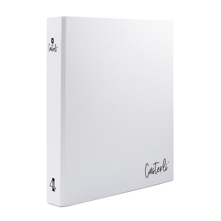Casterli 72898 – Basic 4 Ring Binder (Solid Colours), Matte Lined Cover, Size 320 x 275 x 40 mm, Spine 40 mm, Assorted Colours, Rings 30 mm (White)