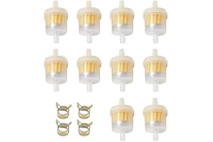 Zreneyfex 10Pack 1/4" Fuel Filter with clips For 50cc 70cc 90cc 110cc 125cc 150cc 4 Wheeler Dirt Pit Bike ATV Quad Moped Scoo