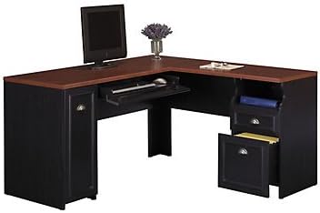 Black and Hansen Cherry L -Shape Desk with Right Return