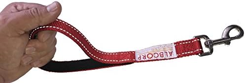 Albcorp Short Dog Leash, Owen Nylon with Padded Neoprene Handle, 12 inch, Red
