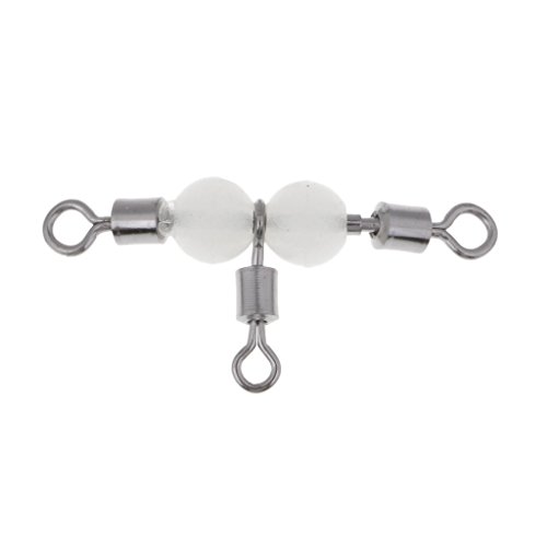 T TOOYFUL 10 Stücke Angeln Wirbel 3 Way Glow Bead Rig Roll T Turn Schwenkverbinder - 3,5 cm – Bild 4